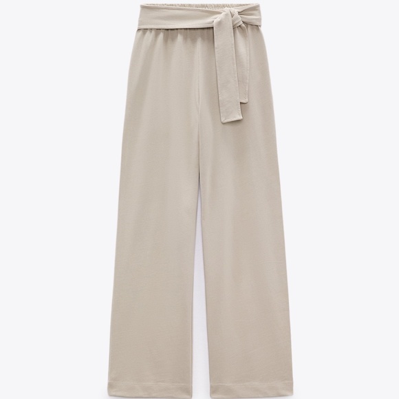 NWT, Zara Set, Cotton Top and Cotton Tied Pants, Sand/Beige, Small - Picture 2 of 10